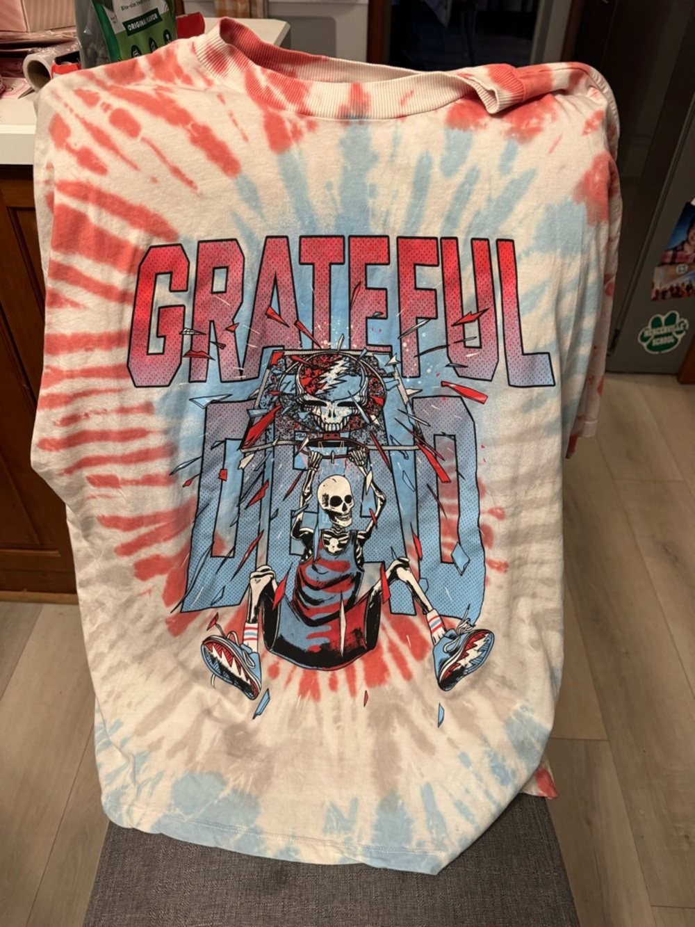 Grateful Dead Tie-Dye Graphic Tee - Red & Light Blue - basketball